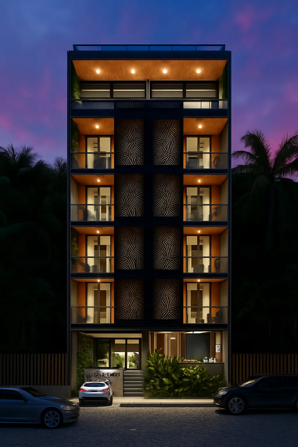 Mya Diamond 64th – Facciata facciata notte edificio calle 64 Playa del Carmen