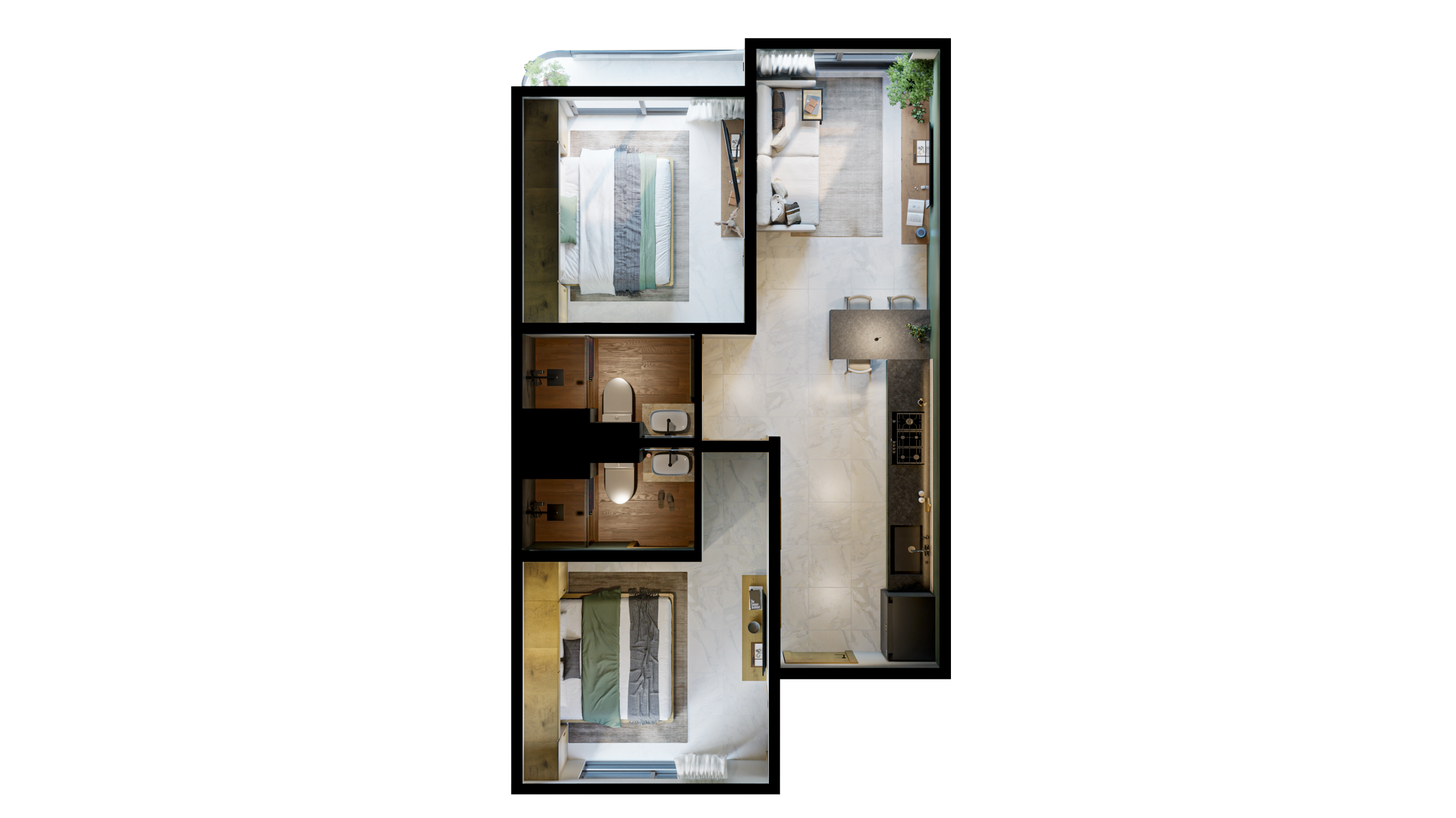 floor plan two-bedroom lock off in downtown playa del carmen