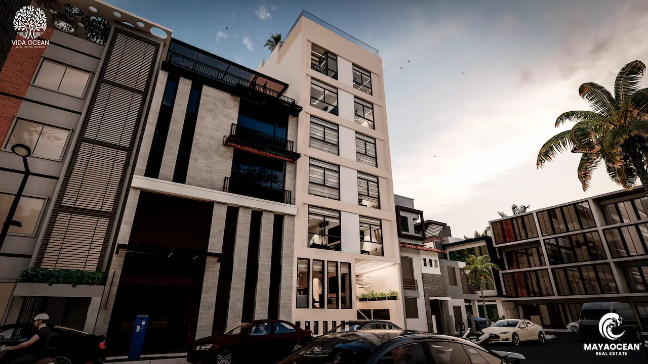 Loft for sale in Downtown Playa del Carmen, exterior facade loft lock-off