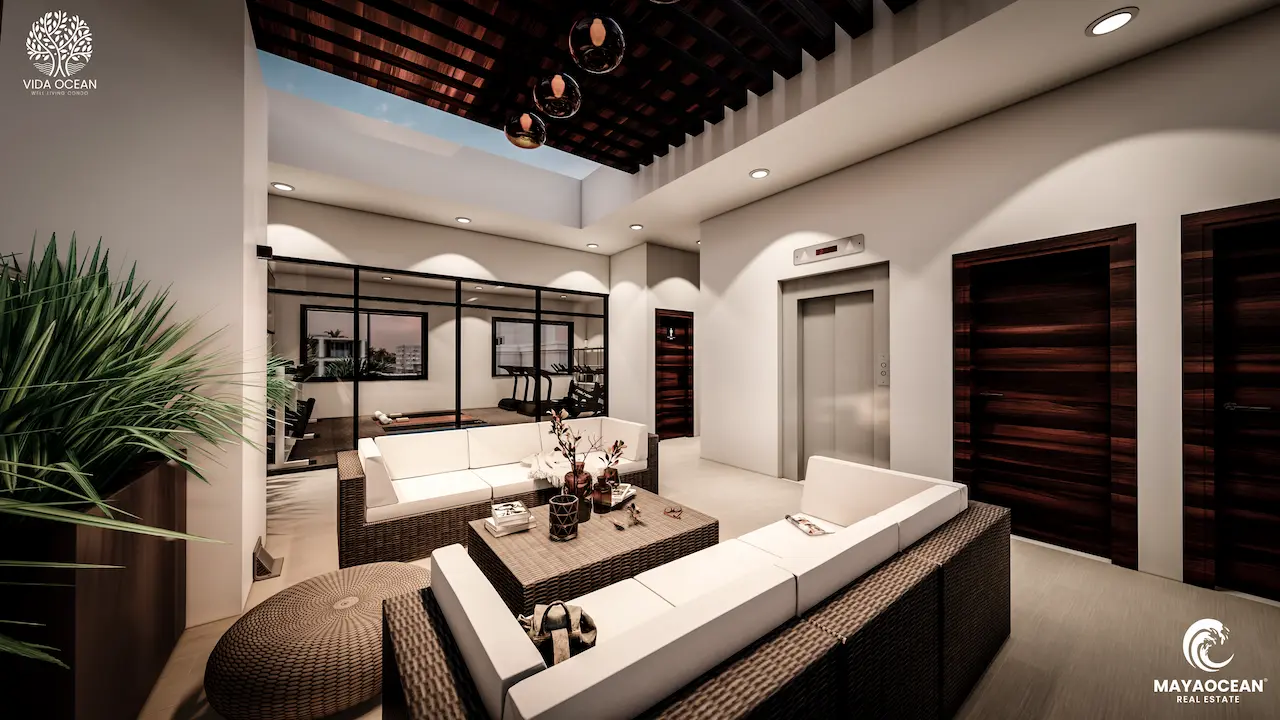 Downtown Playa del Carmen building offering panoramic sunset views, just a short walk from the beach.