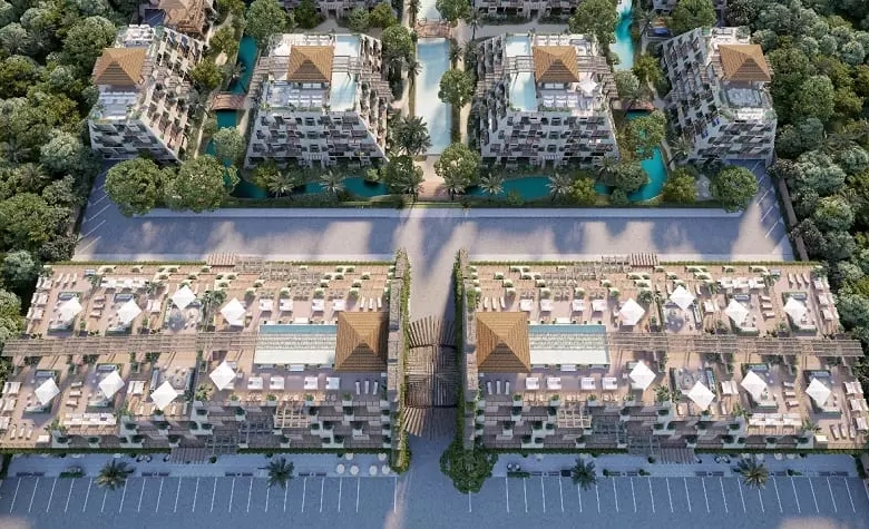 Residential Complex Tulum Aldea Zama aerial complete view