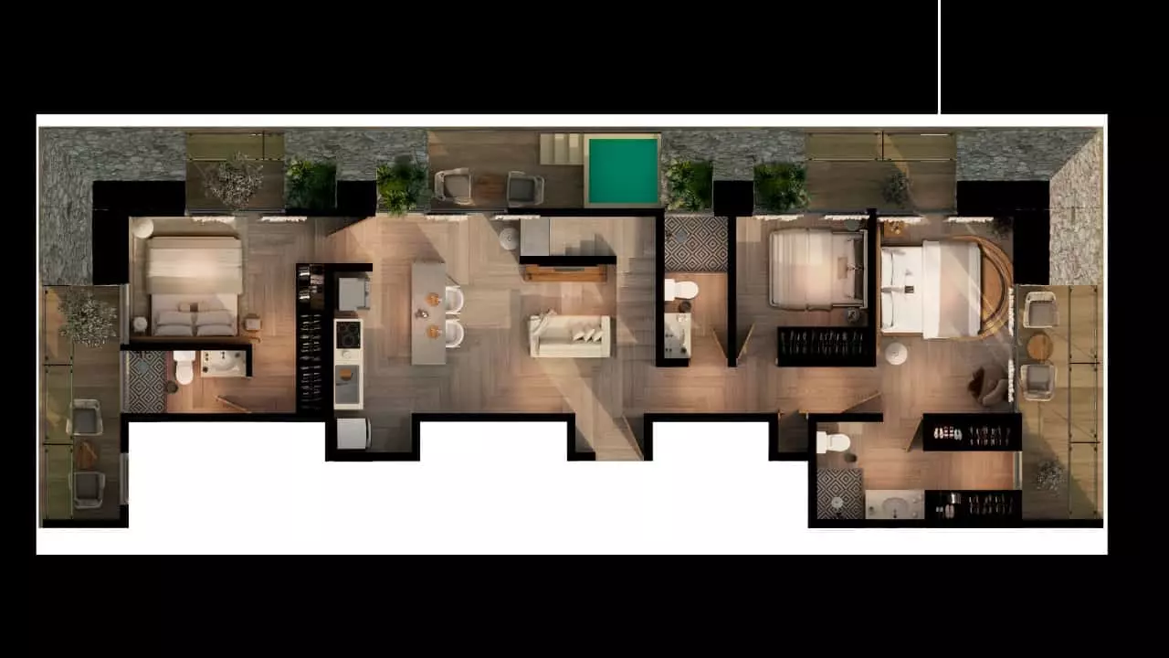 Plan Penthouse Tulum Aldea Zama